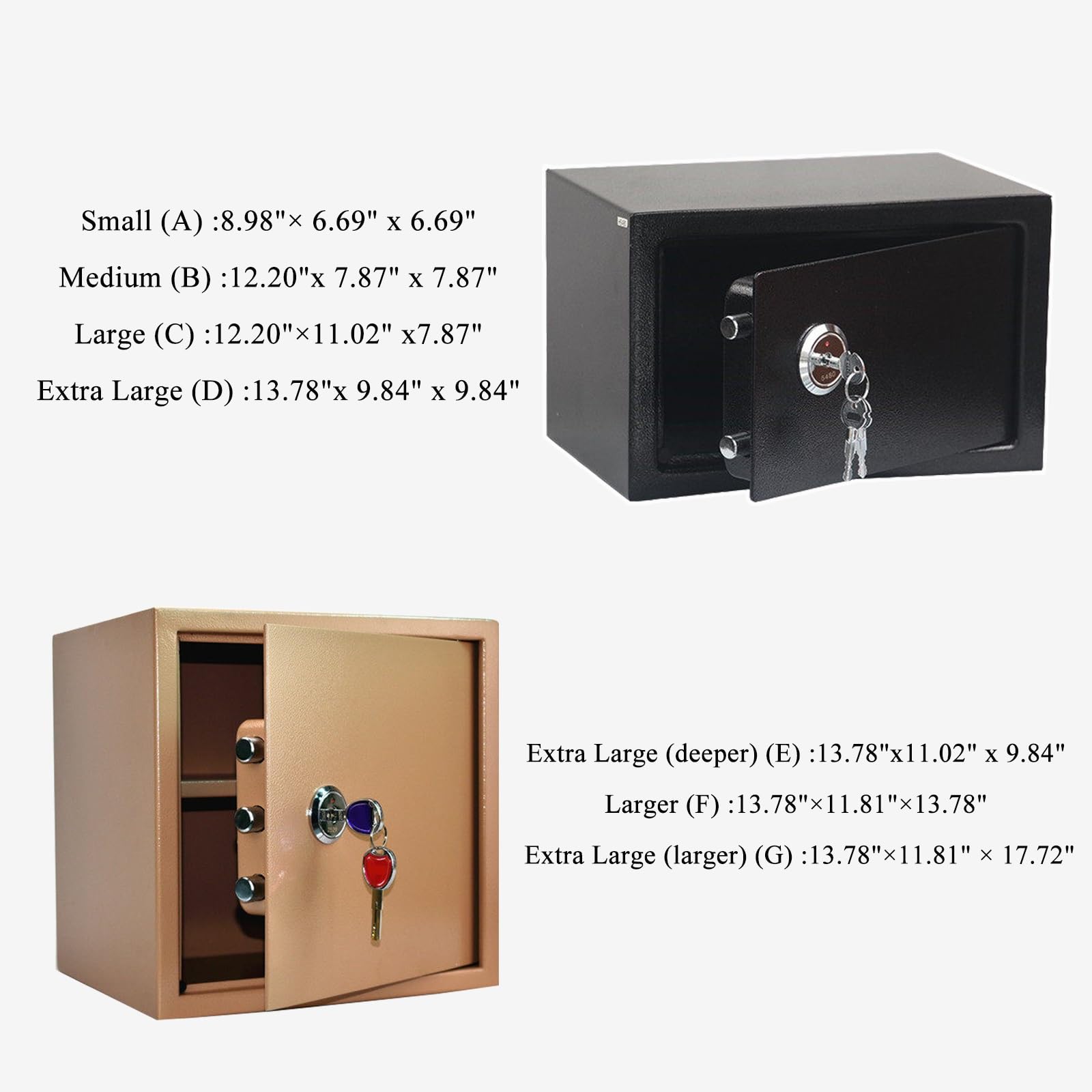 Piccola cassaforte ignifuga con chiave, cassetta di sicurezza in acciaio impermeabile, cassaforte personale portatile casa for proteggere documenti d'identità, carte e gioielli(WHT,F)