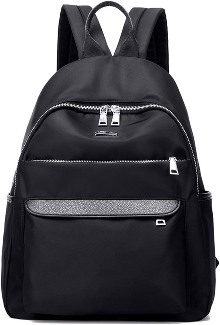 Nylon Waterproof Backpack Bag Satchels - Top Handle Rucksack Lightweight Durable Casual Fashion School Bag Purse for Womens Girls (Black) …