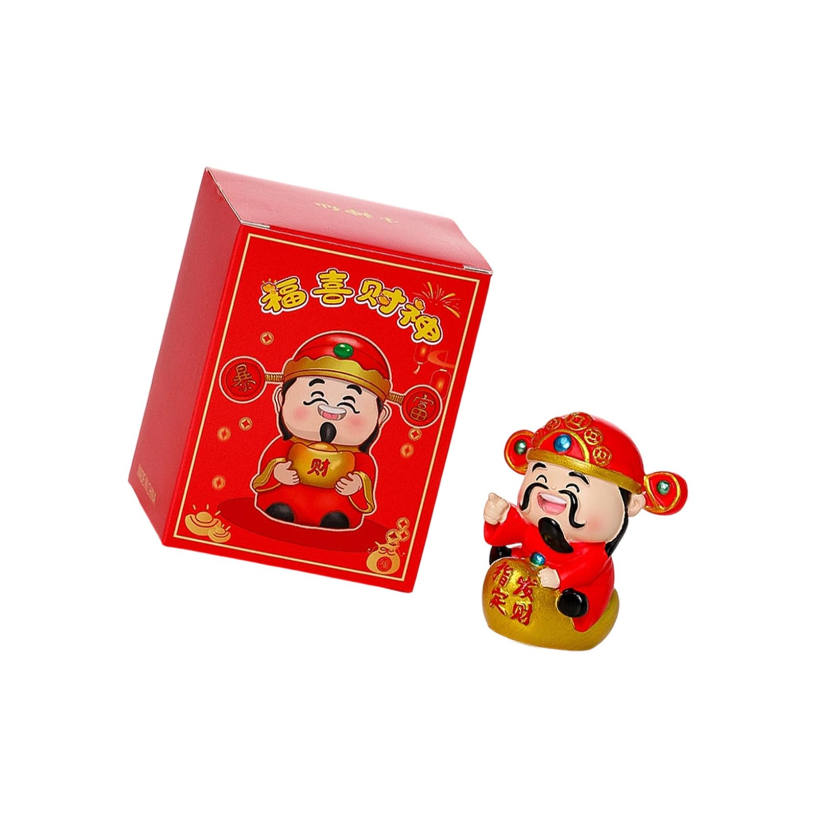 Shunzhong God of Fortunes Figurine Resins Sculpture Fengshui Decor Desktop Bring Wealth God of Wealth of Fortunes Caishen Figurine Sculptures