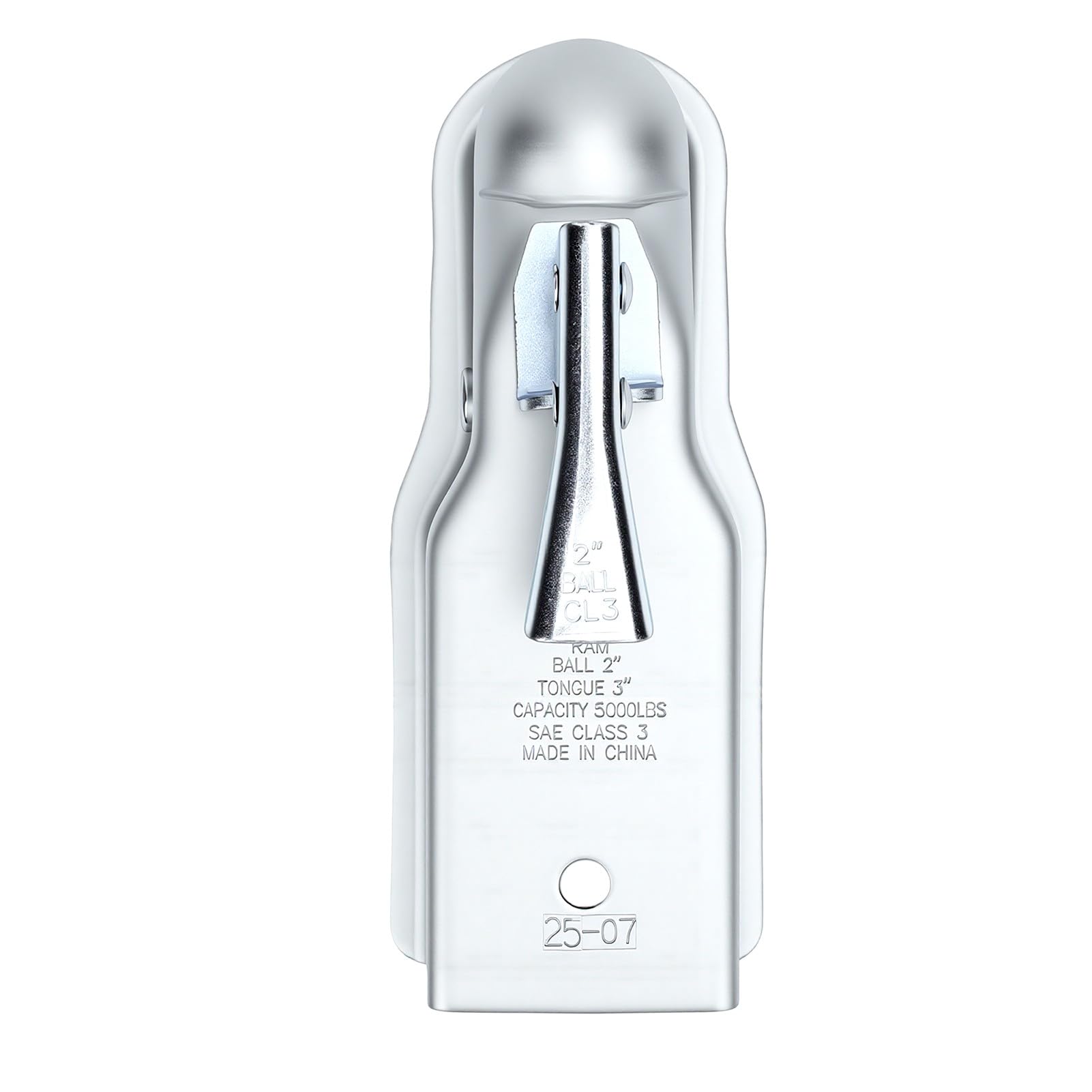 Akozon Acoplador de Lengüeta de Remolque Recto, Conector de Enganche de Capacidad de 5000 LB con Pasador de Bloqueo para Bola de 2 Pulgadas y Canal de 3 Pulgadas, Se Adapta a Remolques