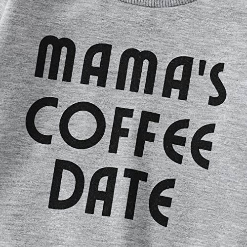Noubeau Infant Baby Boys Girls Outfits Crewneck Sweatshirt Mama's Coffee Date Letter Pullover Sweater Fall Winter Clothes (Grey, 18-24 Months) #TOP3