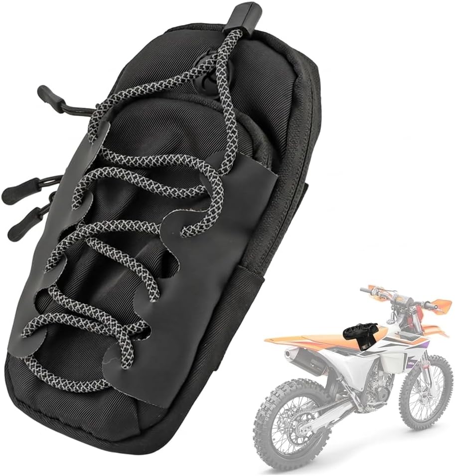 Motorcycle Handlebar Storage Bag, Electric Dirt Bike Pouch Front Frame Bag Universal with Reflective Strip Sticker, Everyday Essentials Pouch for Phone, Keys & Daily Rides