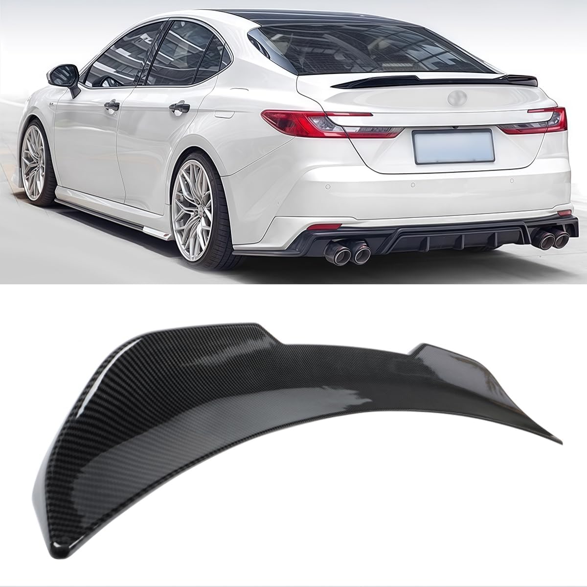 Rear Spoiler Compatible with 2025 2026 Toyota Camry, PSM Style Trunk Exterior Tail Deck Lid Wing Duckbill Lip Splitter (Glossy Black)