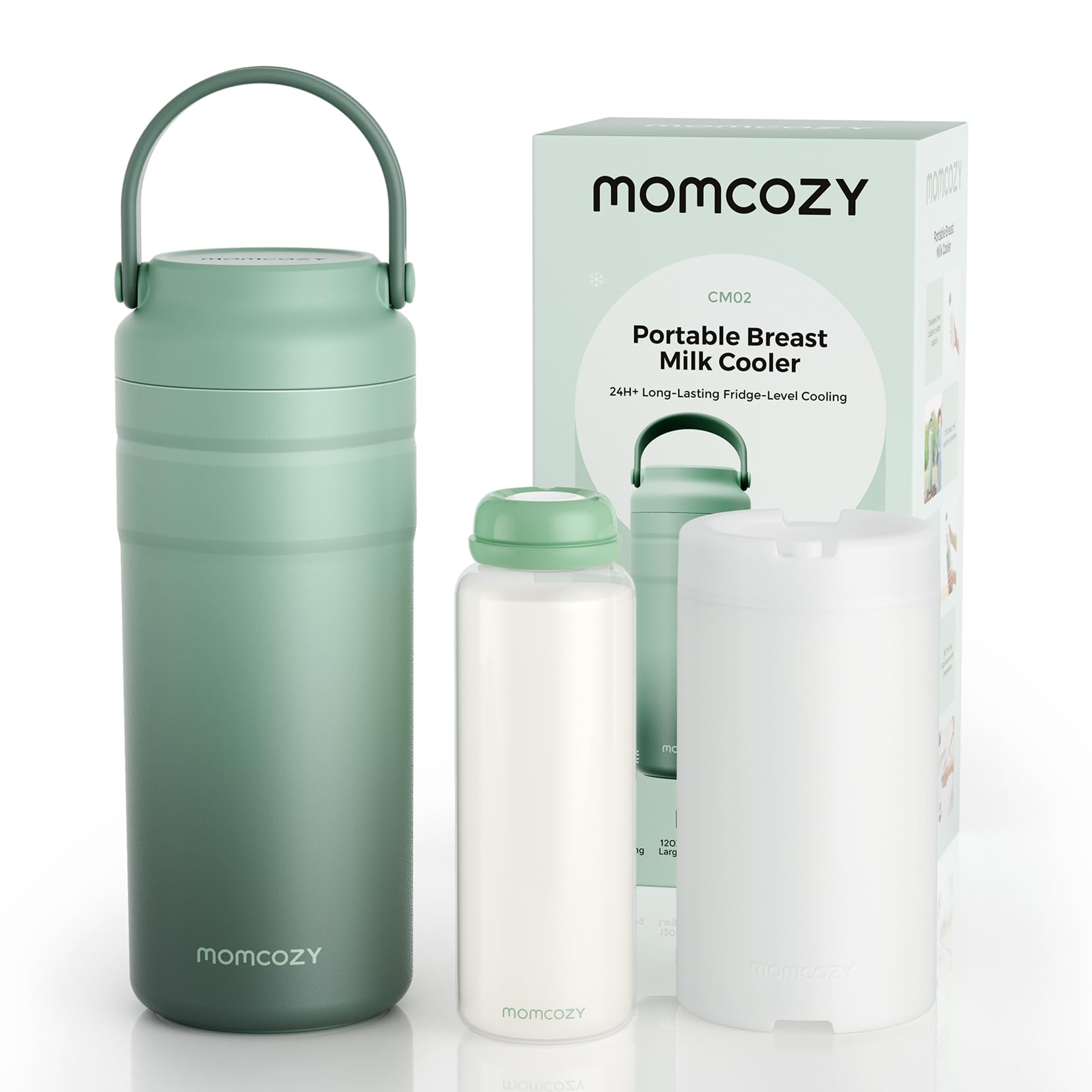 Momcozy Tragbarer Muttermilchkühler für unterwegs, 24 Stunden eisfreie Kühlung, Behälter für Muttermilchflaschen, 355 ml auslaufsicherer kleiner Outdoor-Gefrierschrank, unverzichtbares Geschenk