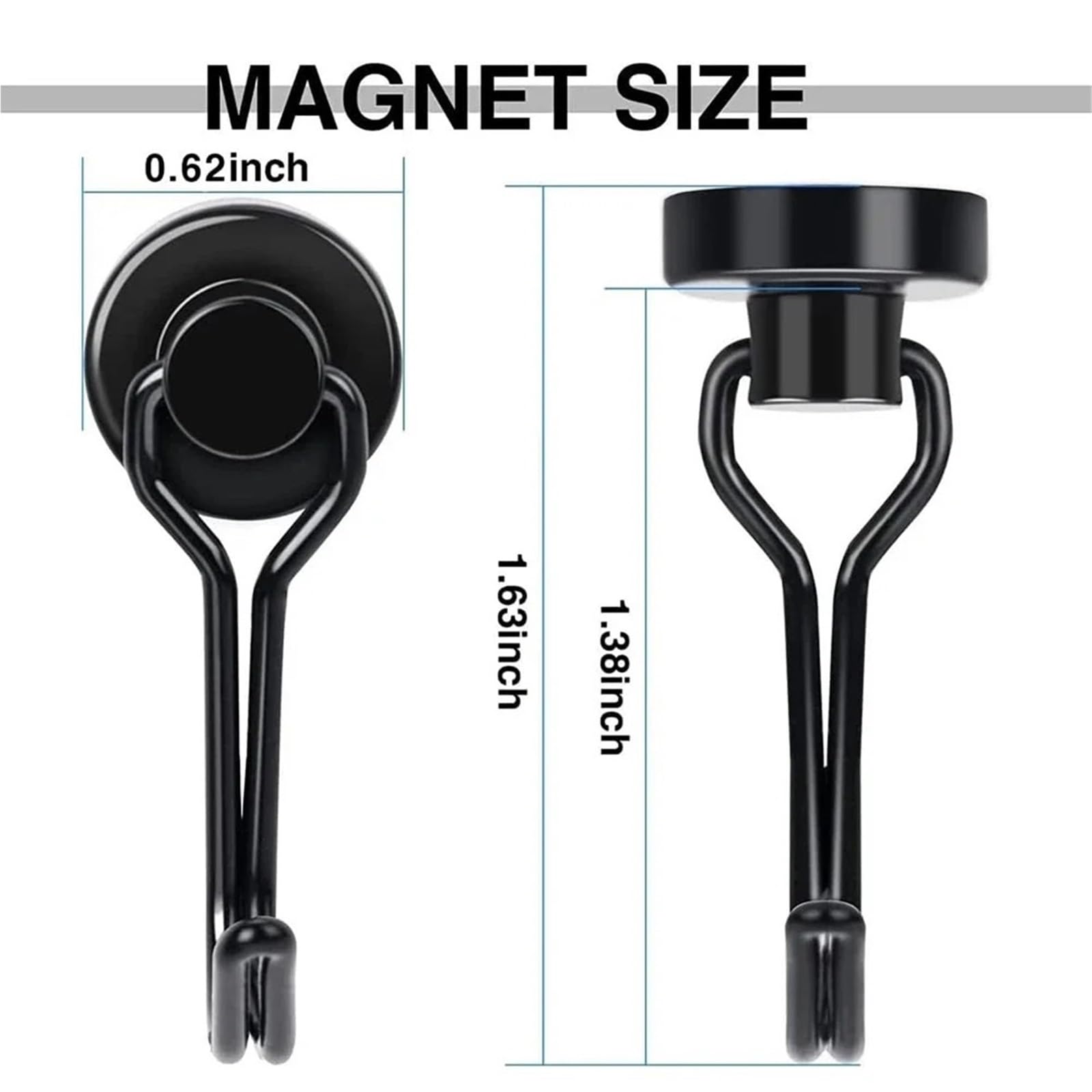 10 Uds ganchos magnéticos giratorios gancho magnético de crucero for refrigerador, parrilla, casillero Para Cocina,Dormitorios(Black)