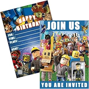 Kit Carte Invitation – simyron 16 Pièces Robot Carte Invitation Enfant Anniversaire Cartes d’Invitation à Remplir…