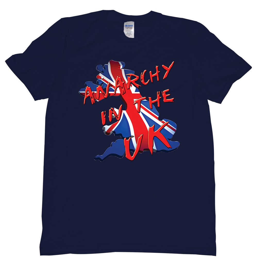 Anarchy In The UK Union Jack Flag Bev Map Tee Shirt Mens C