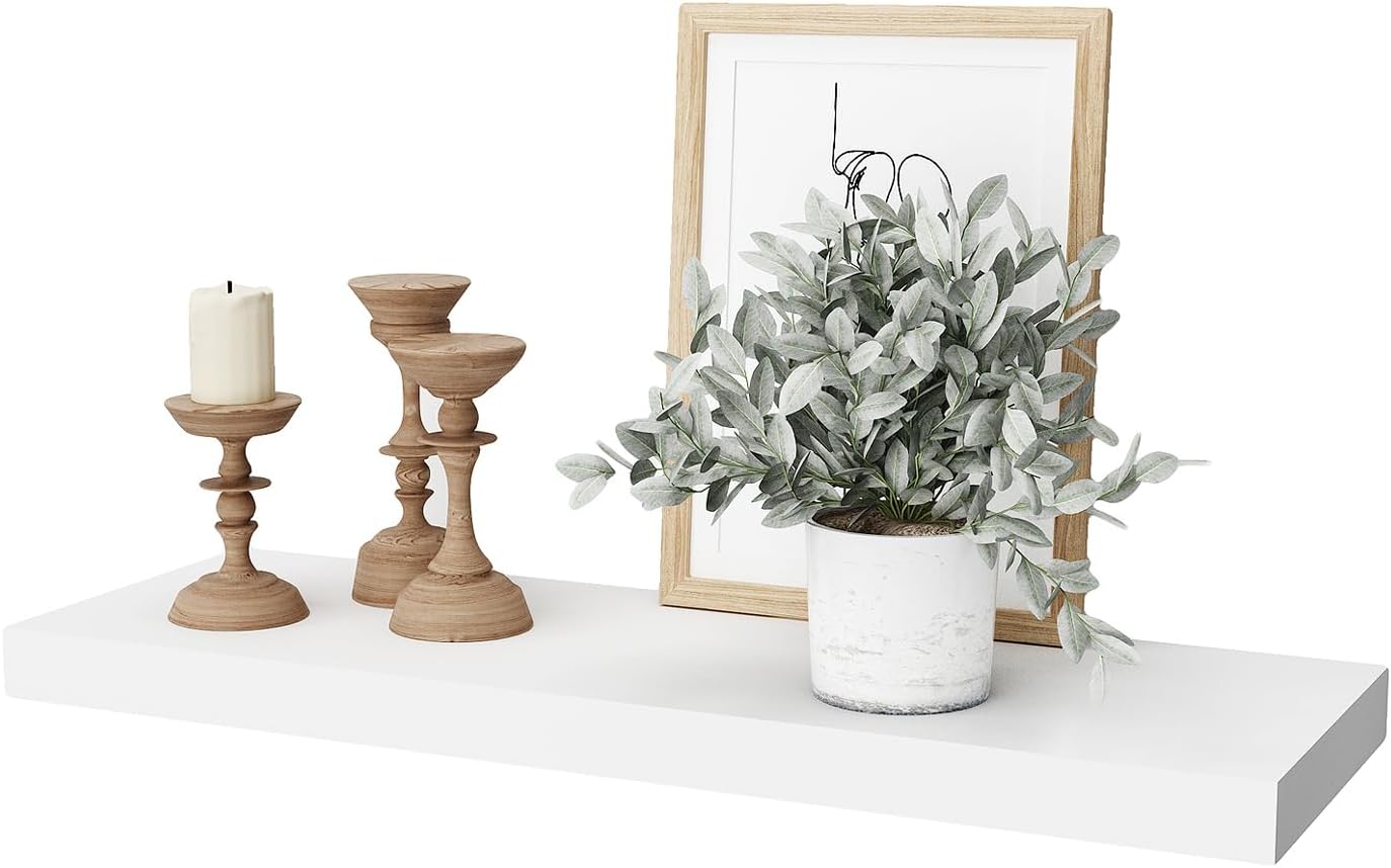 WELLAND 12" Deep White Floating Shelves, Floating Shelf Wall Shelf Display Floating