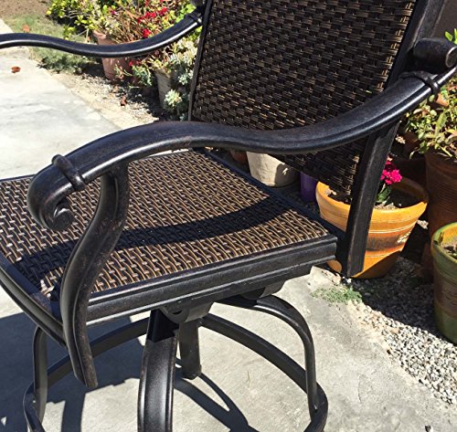 Patio Bar Stool Set Of 4 Swivel Outdoor Santa Clara Cast Aluminum Furniture Dark Bronze #TOP4