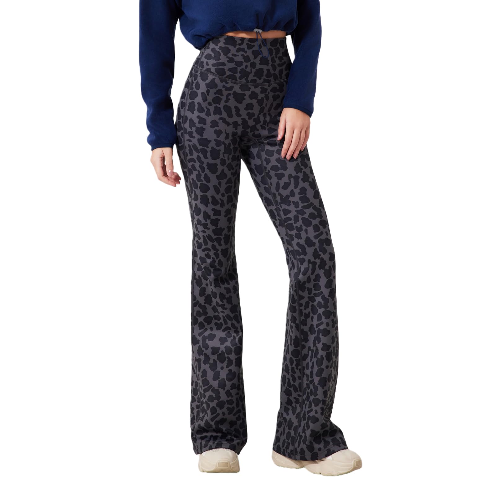 Damskie legginsy treningowe, wysokie bezszwowe legginsy do biegania długie joga praca ćwiczenia ubrania treningowe rozkloszowane spodnie dresowe damskie