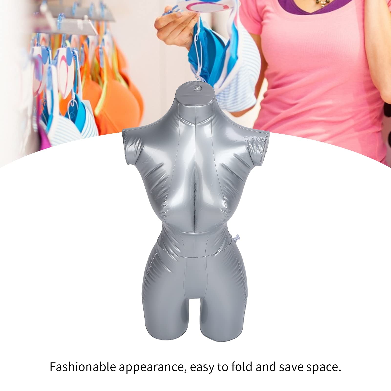 Présentoir de Vêtements, Modèle de Mannequin Gonflable Féminin en PVC Présentoir de Vêtements du Haut du Corps pour Affichage de Fenêtre et de Vêtements