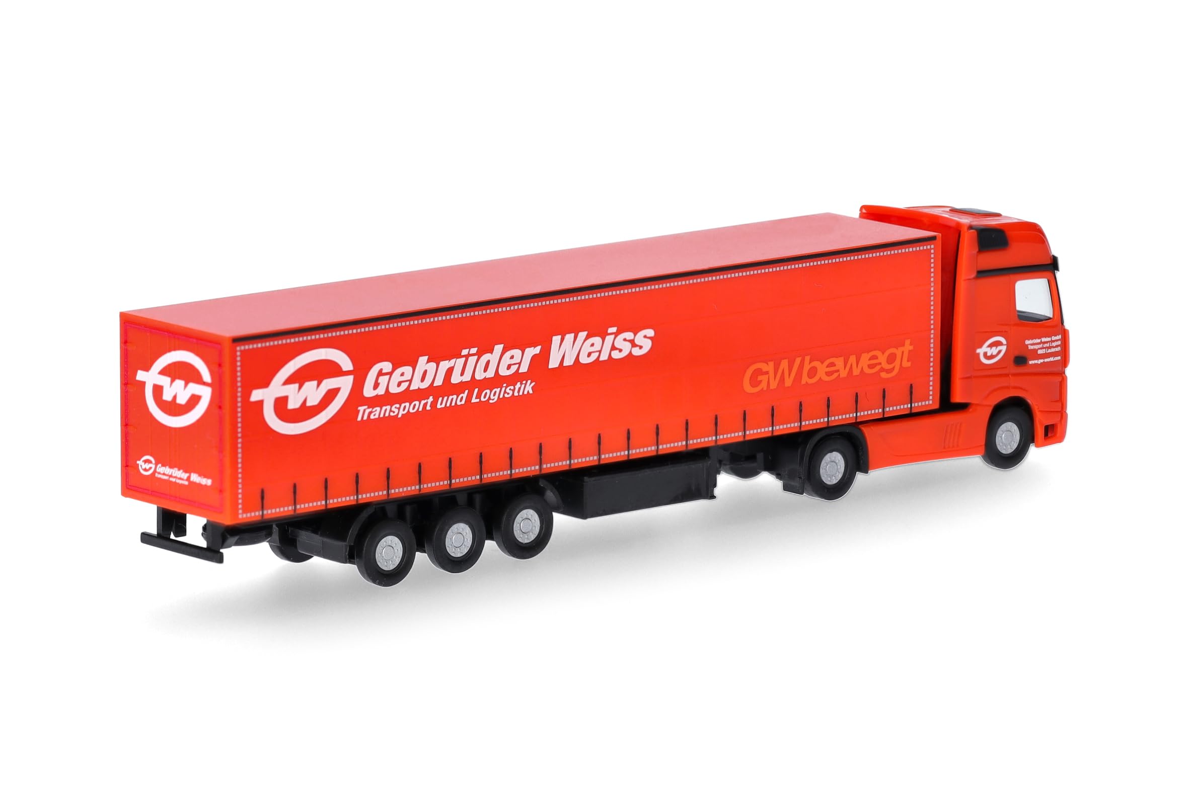 Herpa 066891 | MB Actros Gigaspace Gardinenplanen-Sattelzug | Gebrüder Weiss | Spur N | 1:160 | Miniaturmodell