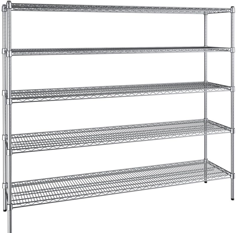 Zedfire 18" x 72" NSF Chrome 5-Shelf Kit with 64" Posts, Heavy Duty Storage Shelving, Wire Shelving Kit, NSF Commercial Storage Rack Unit