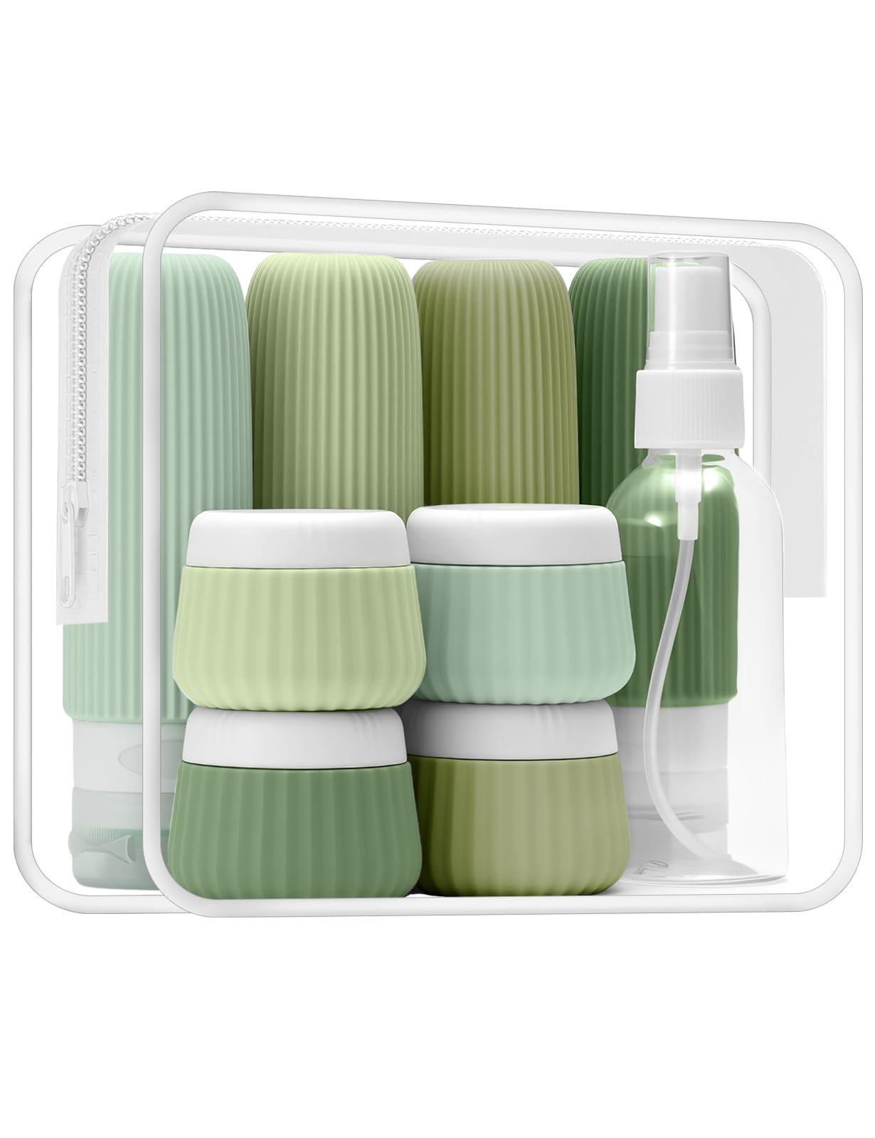 Reiseflaschen Zum Befüllen 9 Stück,Reiseset Zum Befüllen 90+30 ml Silikon Reiseflaschen Auslaufsicher TSA Handgepäck,Reise Kosmetik Behälter für Shampoo Lotion,Travel Essentials Set für Damen Herren