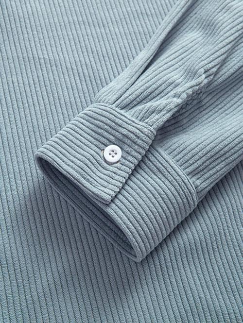 ZAFUL Men's Solid Color Flap Pocket Single Breasted Woolen Blend Coat Turn Down Collar Long Sleeve Jacket - Image 4