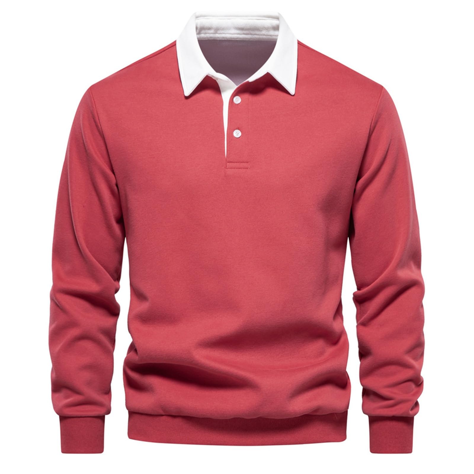 Herren Polo Shirts Langarm V Ausschnitt Sweatshirts Einfarbig Tshirts golfhemd Freizeit Unterhemd Casual Langarmshirts Baumwollshirts Modisch Tshirt Freizeitshirts Lose T-Shirt für Alltag
