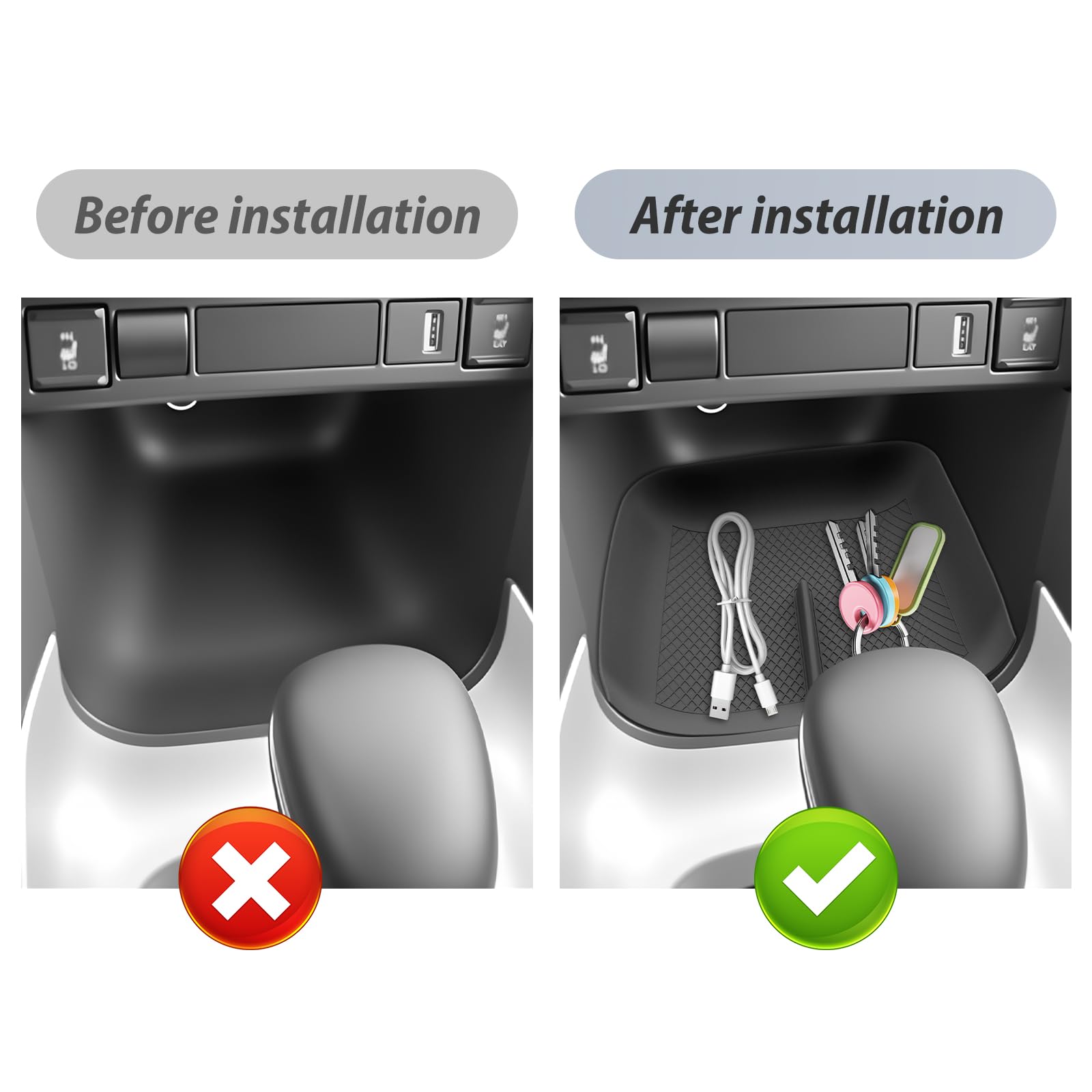SKTU Tappetino in Gomma Compatibile con Toyota Yaris Cross 2021-2025 2026 Scatola Portaoggetti Console Centrale Tappetino Antiscivolo, Accessori Antiscivolo Yaris Cross