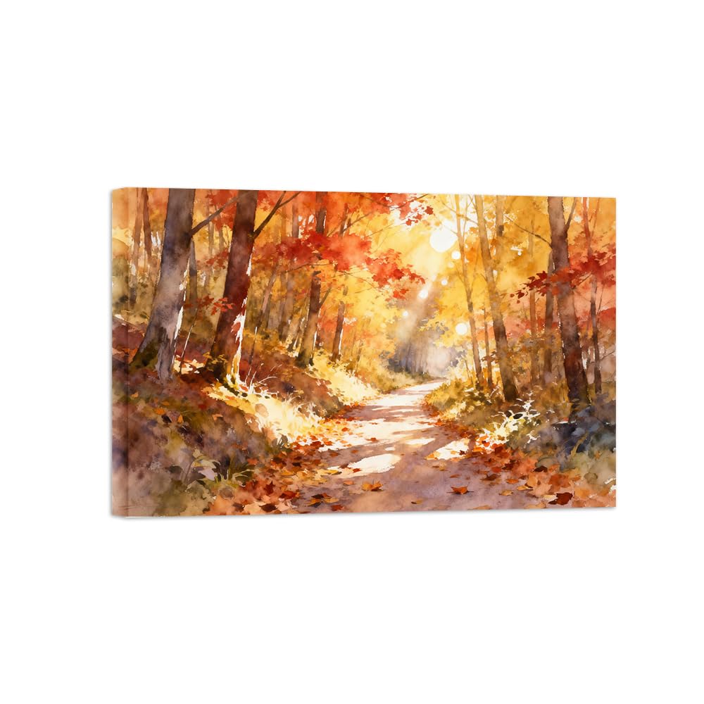 OZPWBVY Autumn Forest Landscape Canvas Prints Ready to Hang 80x120cm Wrapped Canvas