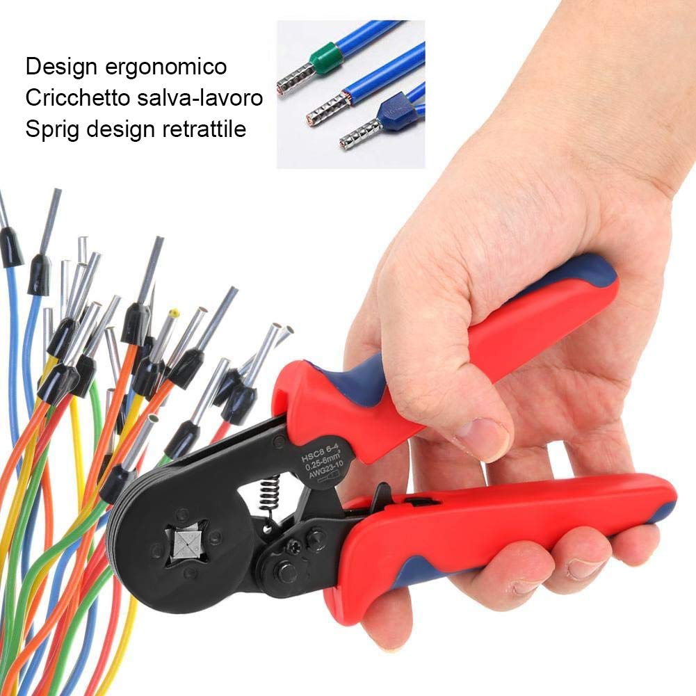 Pinza Crimpatrice Per Cavi - Con 1200 Capicorda Isolati 0.25-10mm², Kit Professionale - Foto 14