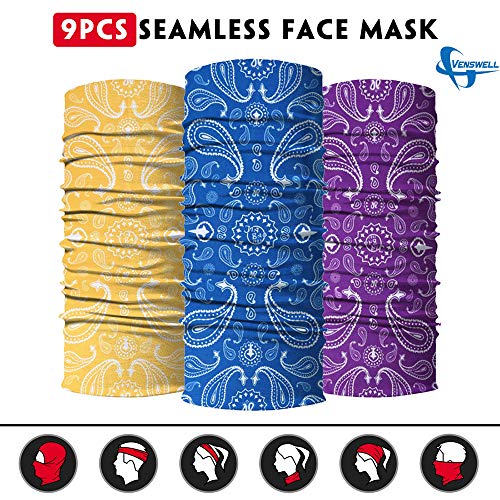 Image of Venswell Neck Gaiter Face Mask Men Women,Seamless Bandana Rave Face Cover Scarf Mask,Balaclava,Headband, Head Wrap,Headwear