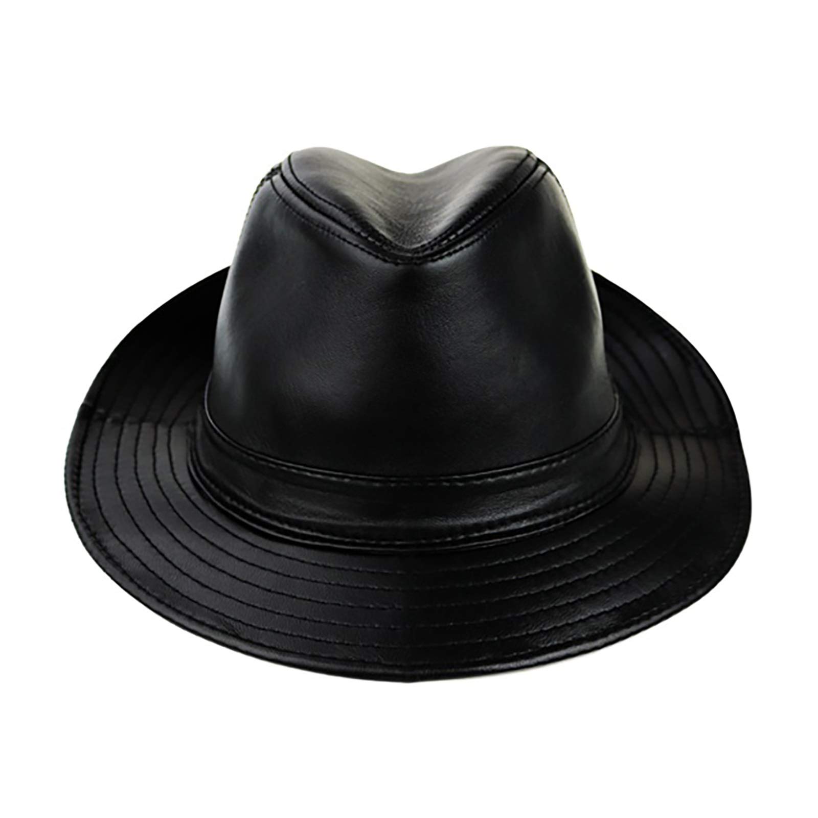 Sombreros de invierno, cuero jazz gorra hombres piel de oveja top sombrero ala de panama fiesta jugador de bolos