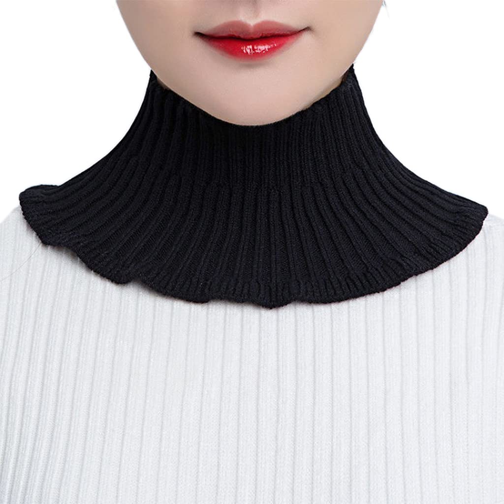 QishGO Women Girls Sweater Collar Detachable Knitted Wool Mock Turtleneck Fake False Collar Half Top Winter Neck Warmer