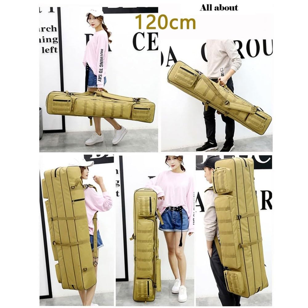 Bolsa táctica para Rifle, Fundas De Rifle para 2 Rifles Y 2 Pistolas,para Rifle para Caza Campo De Tiro,Bolsa para Armas Largas De Estilo Militar,Articulos De Caza Khaki,120cm