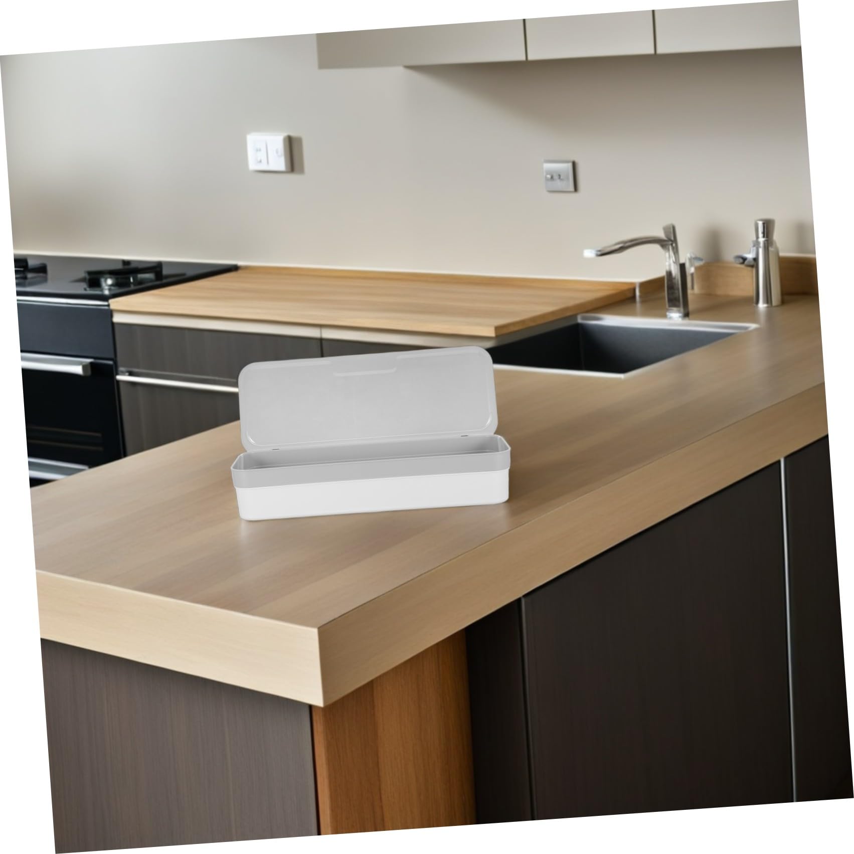 Gatuida Bandeja Organizadora para Cubiertos con Tapa Abatible, Apilable y Transparente, Contenedor para Utensilios de Cocina con Protección Anti Polvo, Adecuado para Almacenamiento