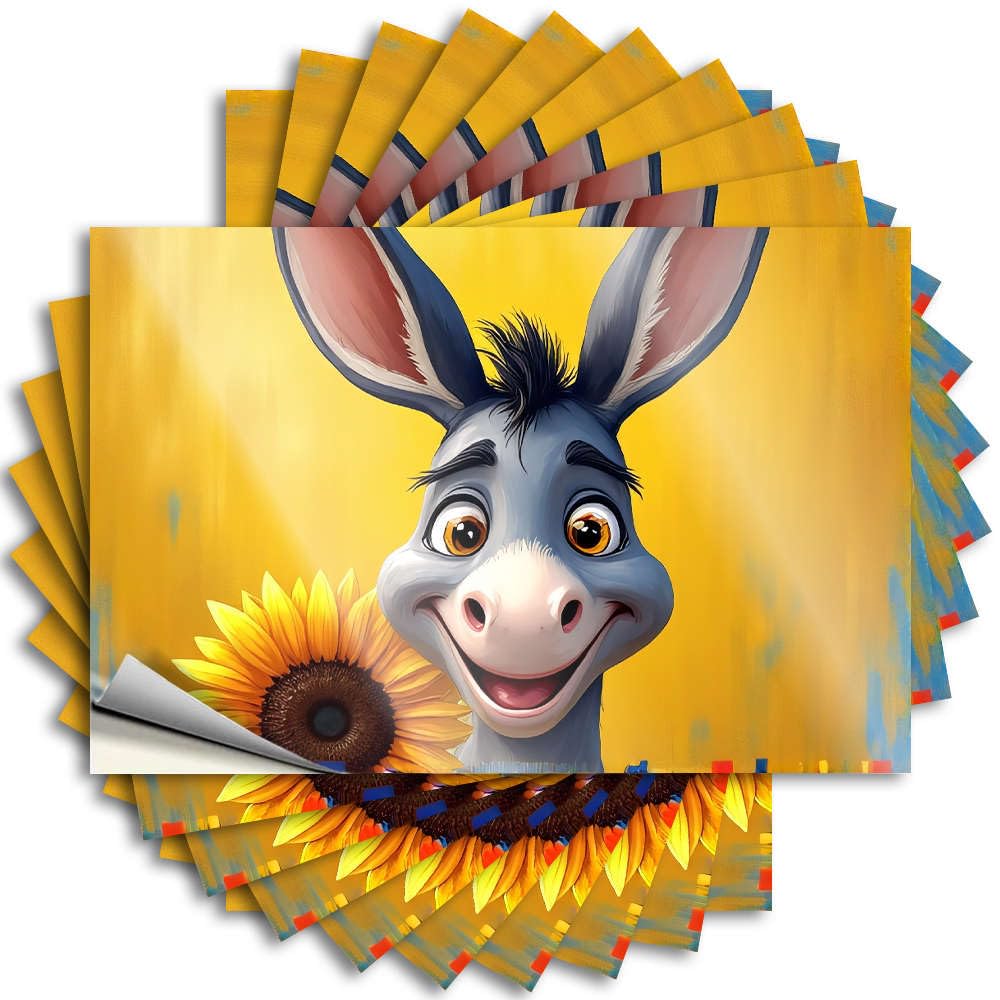 Funky, Lettering Sticker Funny Cover Quote Stickers, Half No Residue Decals for Luggage | Friends Party Favor Custom A Cheerful Donkey with Sunflowers(12X18CM)