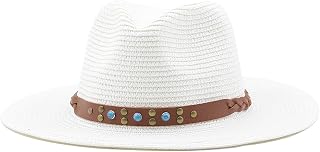 YEAMKE Outdoor Lounge Straw Hat Summer Shade Sun Straw Woven Hat Top Hat, White, Children 54CM