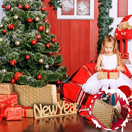 Feqo Christmas Tree Collar Rattan Wicker Christmas Tree Basket Skirt Plastic Ring Base Cover Bottom For Xmas Tree Party Ornaments Holiday Home Decor (Burly Wood) #TOP6