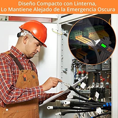 Miniatura 6 de Neoteck Buscapolos Electricista Detector De Voltaje Sin Contacto 12-1000v 48v-1000 Sensibilidad Ajustable Con Zumbador, Alarma Detector De Tension Con Linterna Led Distinción De Cable Vivo Nulo