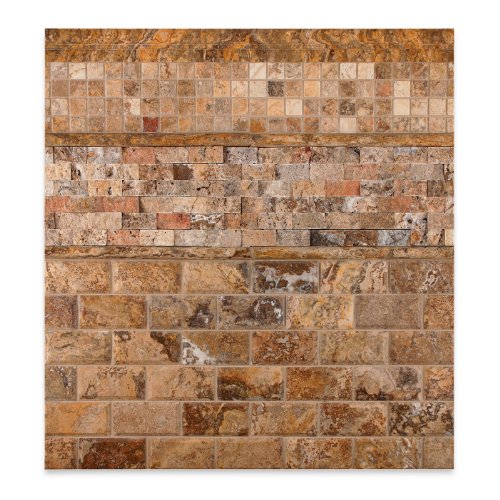 Scabos 1 X 2 Split-Faced Travertine Brick Mosaic Tile - Box Of 5 Sq. Ft. #TOP5