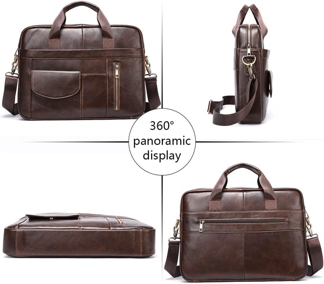 Men's Leather Leather Laptop Bag For Document Briefcase Teens Zip Business Tote Messenger Bags