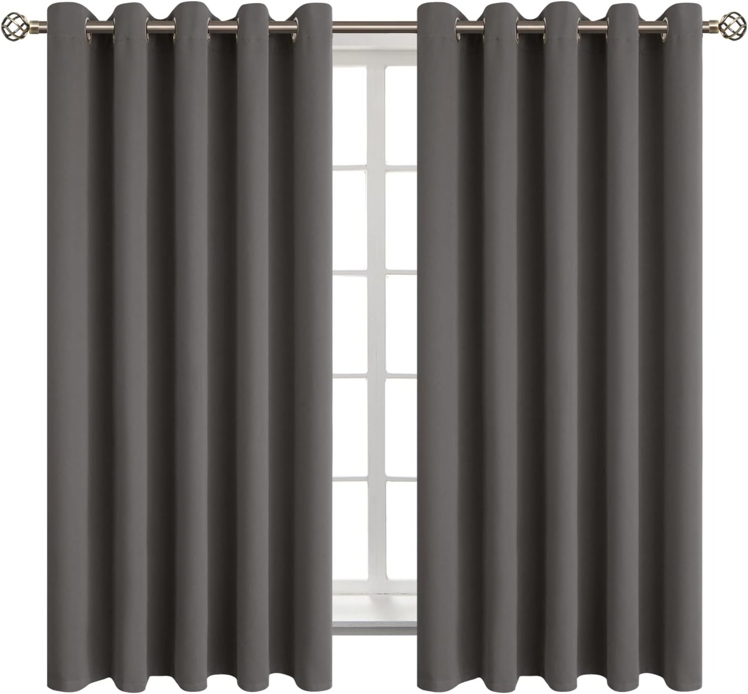 BGment Blackout Curtains for Bedroom - Grommet Thermal Insulated Room Darkening Curtains for Living Room, Set of 2 Panels (70 x 63 Inch, Grey)