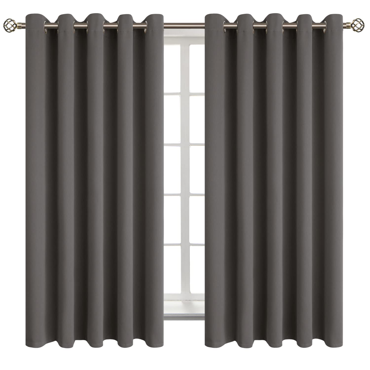 BGment Grey Blackout Curtains for Bedroom 63 Inch Long - 2 Panels