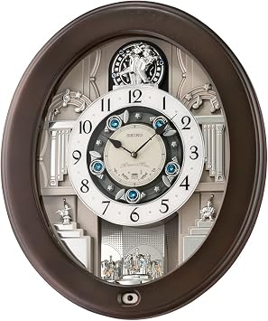SEIKO QXM389NRH 30 Melodies in Motion Rotating Pendulum Wall Clock, Parade