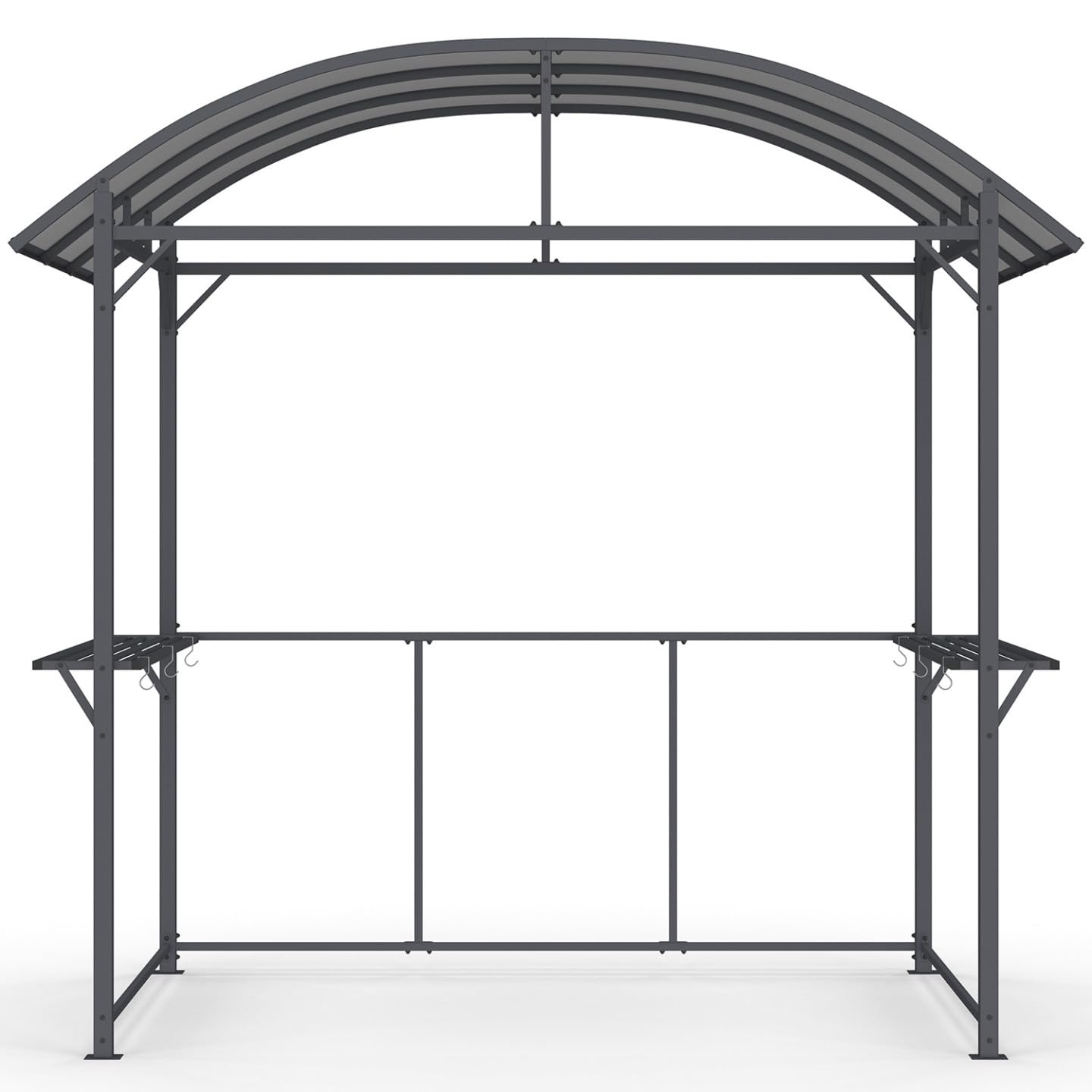 IDMarket - Abri pour Barbecue 240 x 150 x 220 cm avec étagères, en métal Gris et Toit en Polycarbonate