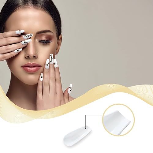 Miniatura 3 de Uñas postizas a presión de graduación, 24 uñas postizas largas con forma de ataúd, uñas de graduación 2023, uñas postizas de cobertura completa,