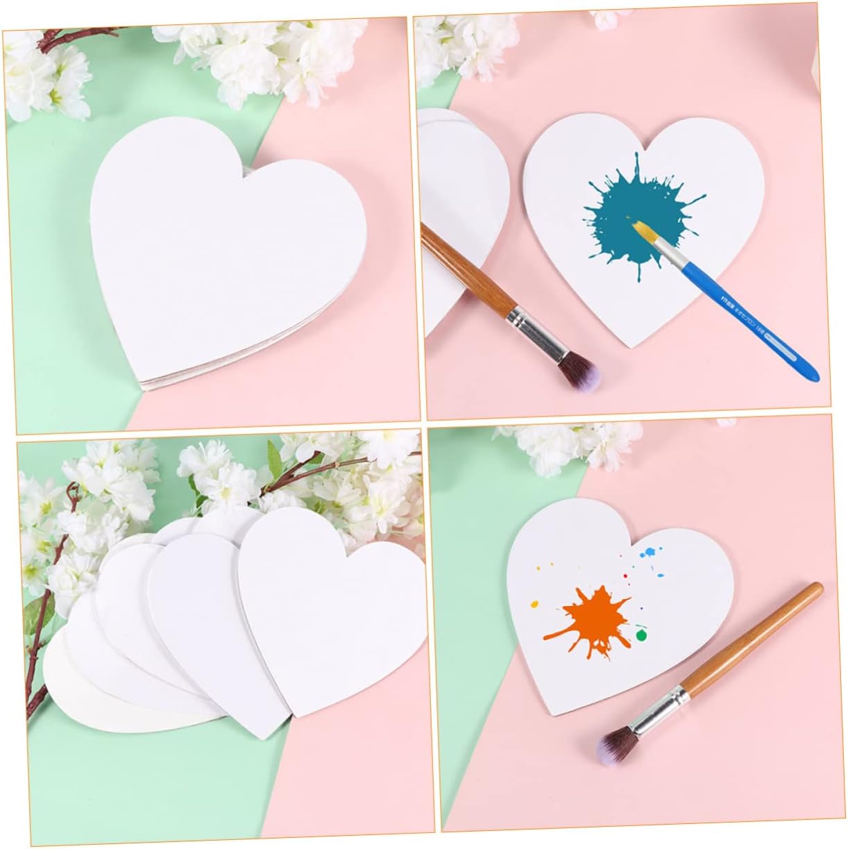 6Pcs Heart Shape Canvas Painting Boards Cotton Art Panels for Oils Acrylics and Tempera Compact and Convenient for Indoor Outdoor Use for Artists