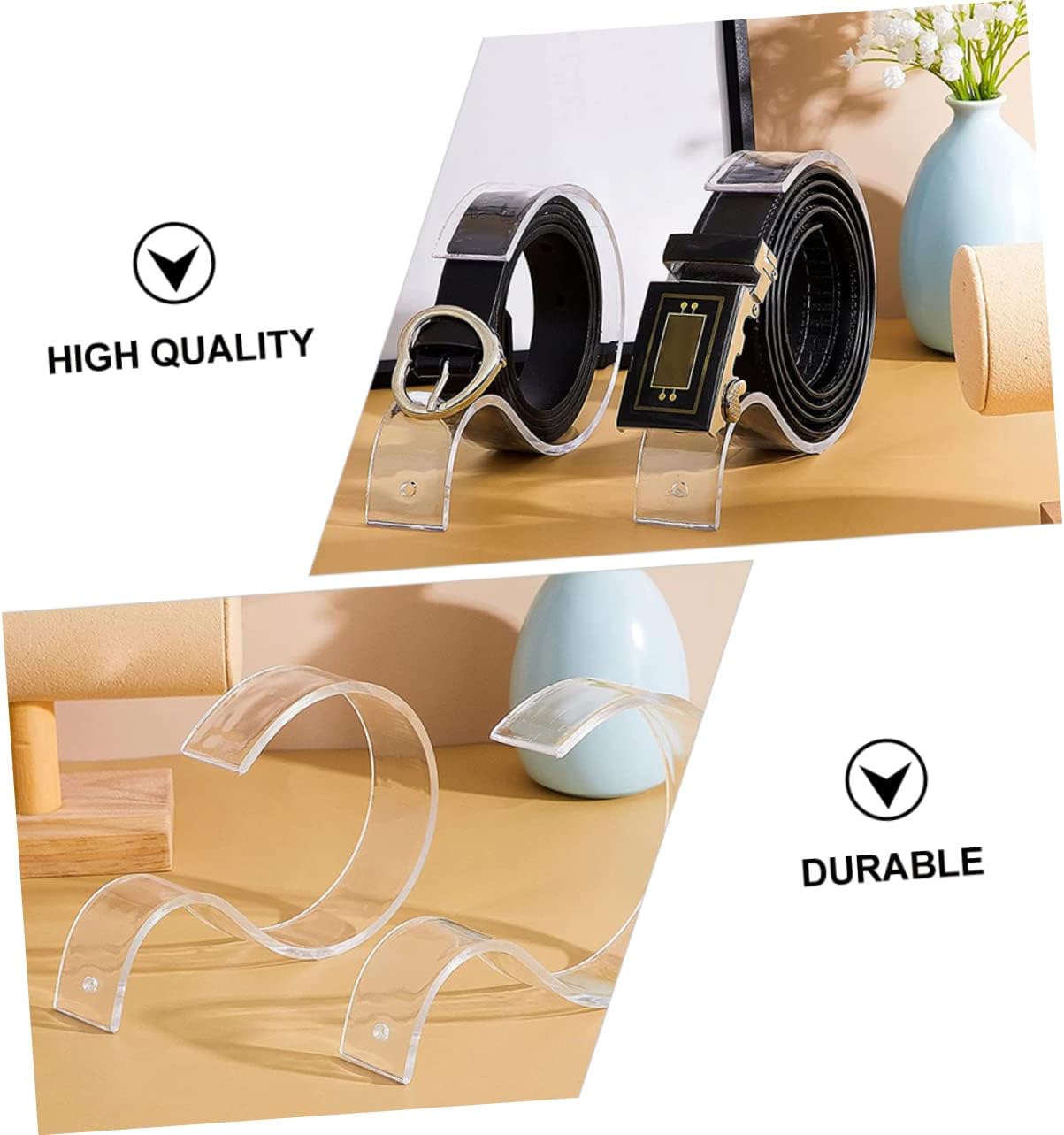 10pcs Acrylic Belt Display Racks Belt Holders for Retail Showcase Adjustable Storage for Jewelry Watches Easy Organization