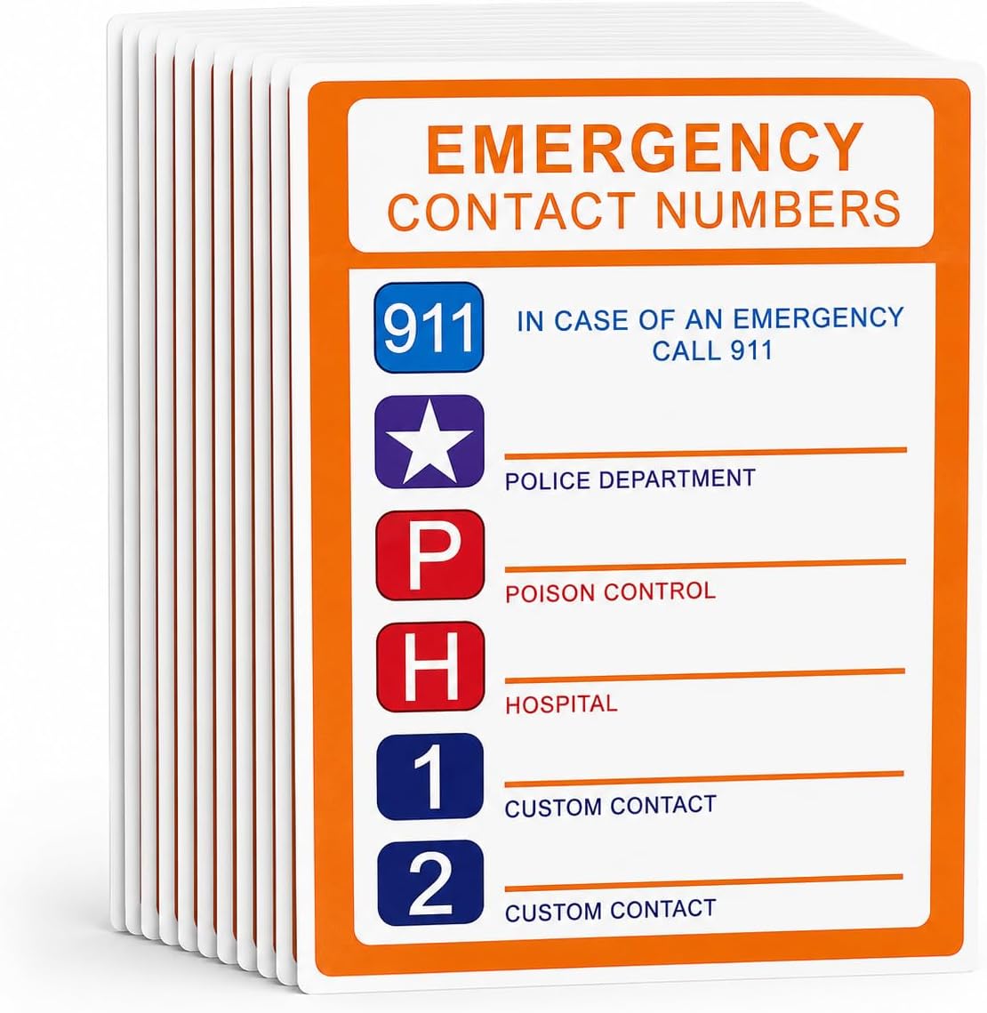 10 PCS Emergency Contact Numbers Safety Label Signs