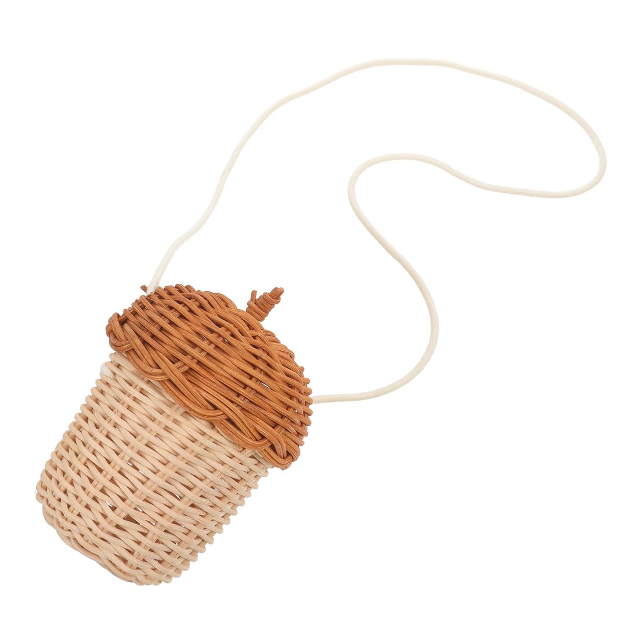 Sac bandoulière en rotin tressé marron pour rangement et accessoires