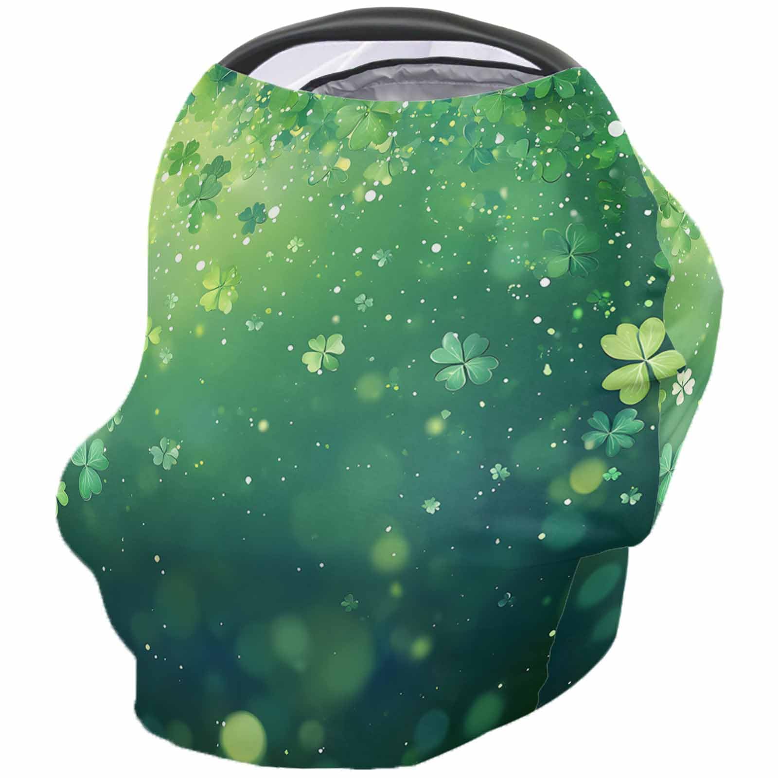 Nursing Cover for Breastfeeding Scarf, Falling Green Shamrocks Spot St. Patrick's Day Baby Car Covers Super Soft Multi Use for Canopy Shopping Cart Cover Blanket Stroller Cover