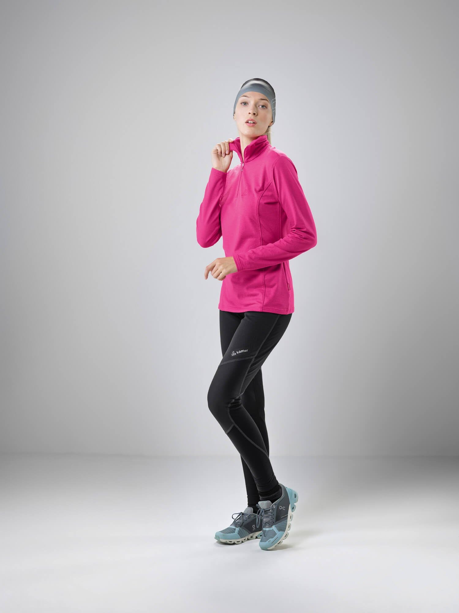 Löffler Damen Pulli DA Transtex Zip Rolli Basic