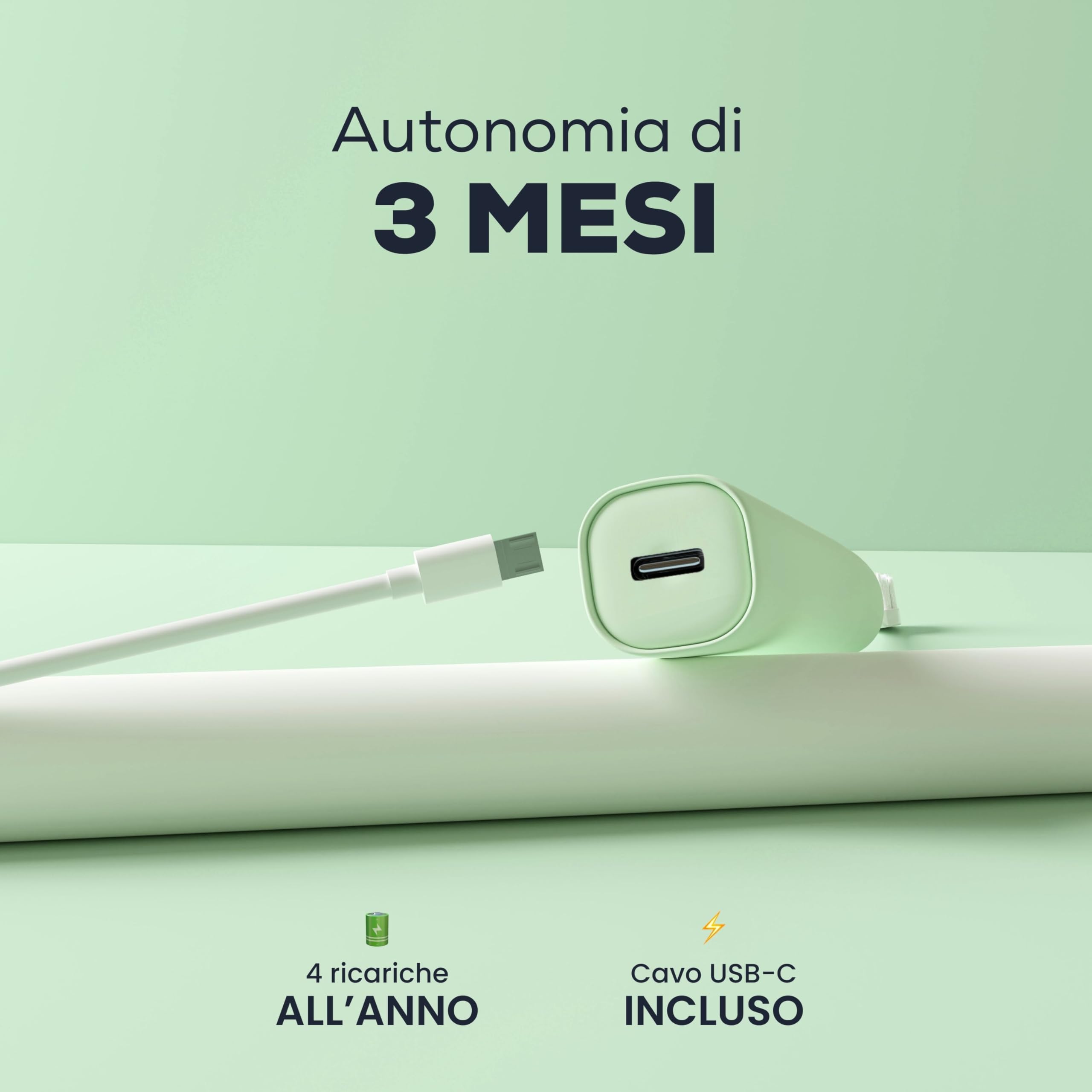 NEOPULSE NEOSONIC® Spazzolino Elettrico Sonico – 5 Modalità e 3 Intensità (15 impostazioni) – 3 mesi di autonomia – Timer 2 minuti – Ricarica USB-C – 2 Testine – Verde