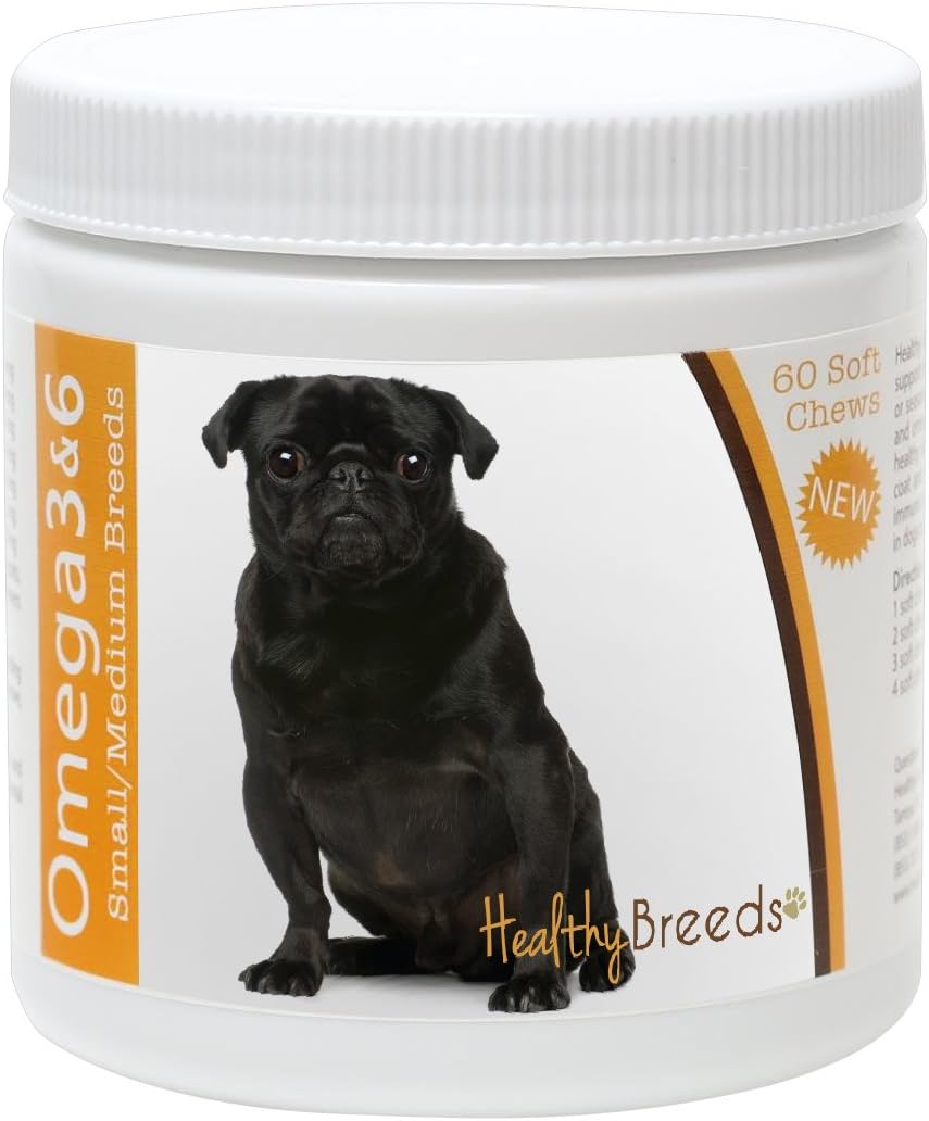 Healthy Breeds Dog Omega 3 & 6 Fish Oil Soft Chews for Pug