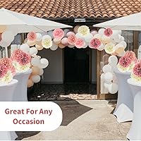 Vista 7 de Decoraciones de fiesta de oro rosa Pompones de papel de seda rosa (12, 10, 8, 6 pulgadas) Decoración de fiesta de cumpleaños Flores de papel