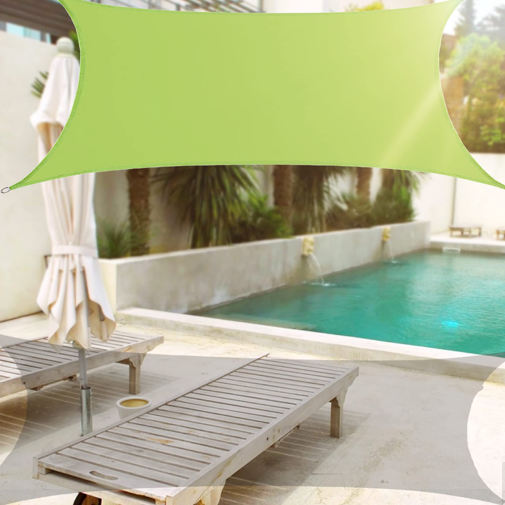 Voile d'ombrage rectangulaire vert contre la chaleur du jardin 2x2,5 m