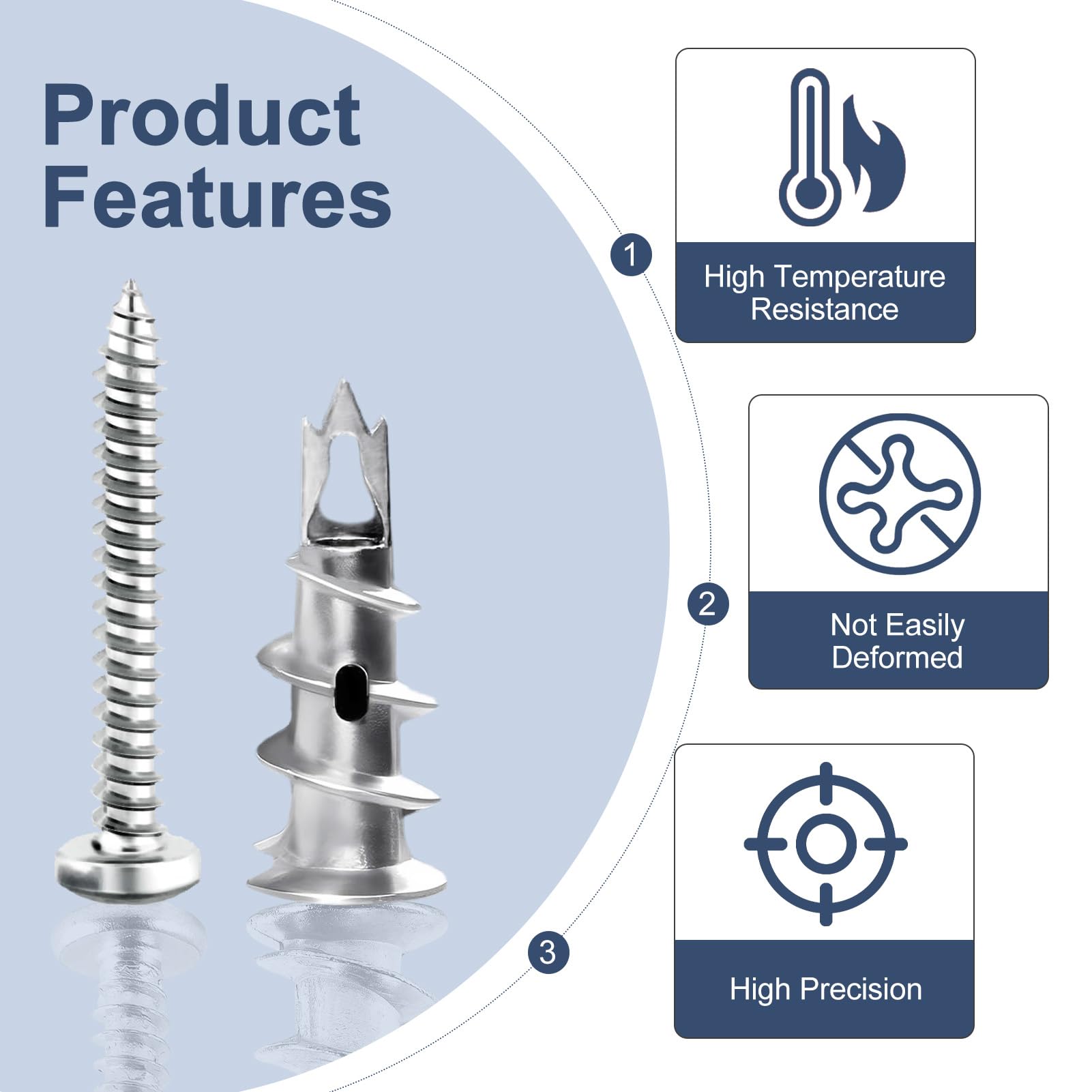 Tasselli Per Cartongesso 40 Pezzi - Autofilettanti In Metallo Zincato, Con Viti, Per Fissaggi - Foto 3